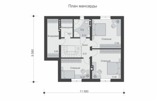 Одноэтажный дом с мансардой